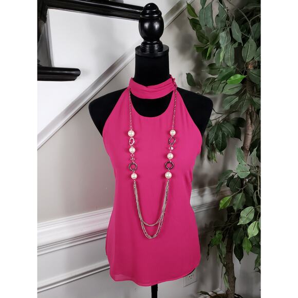 Naked Zebra Halter Neck Top Women's Small Fuchsia Pink 100% Polyester Sleeveless - Picture 1 of 10
